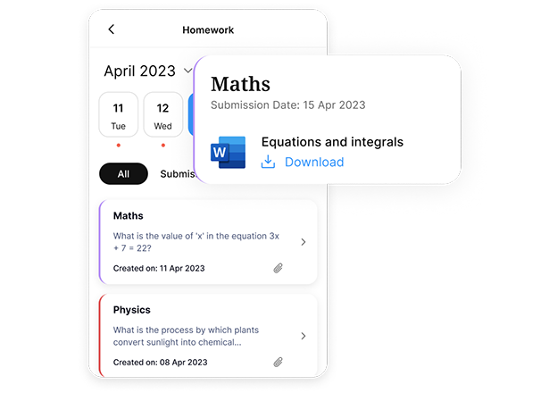 Homework detail screen