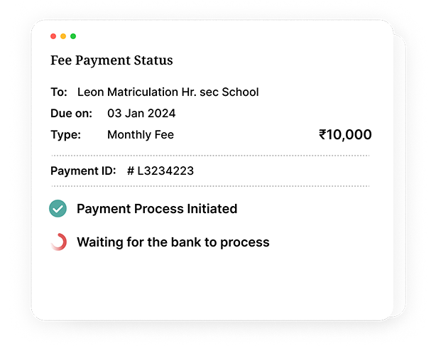 Fee payment status screen