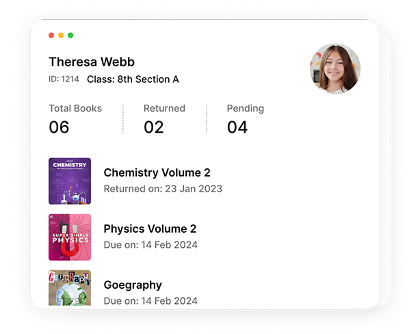 Student library profile screen 