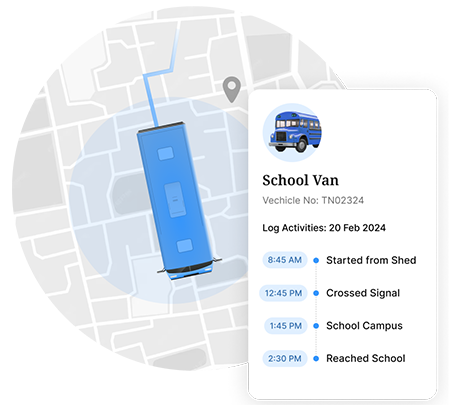 Visual representation of school van tracking details