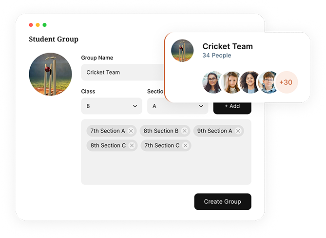 Student group creation screen