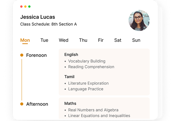 Class Schedule Details Screen