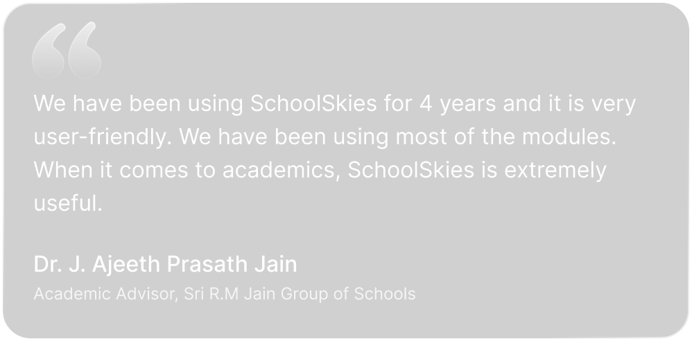 Testimonial of Sri.R.M.Jain Group of Schools